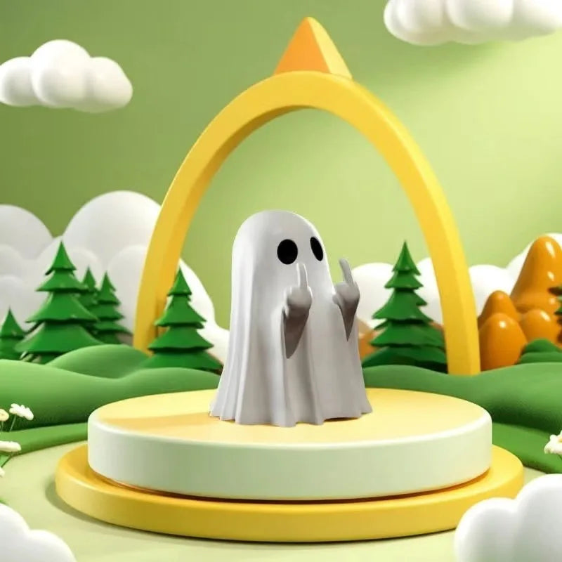 Ornaments Halloween Ghost Figure Middle Finger Creative Cute Little Ghost Decorative Resin Crafts Home Ornaments