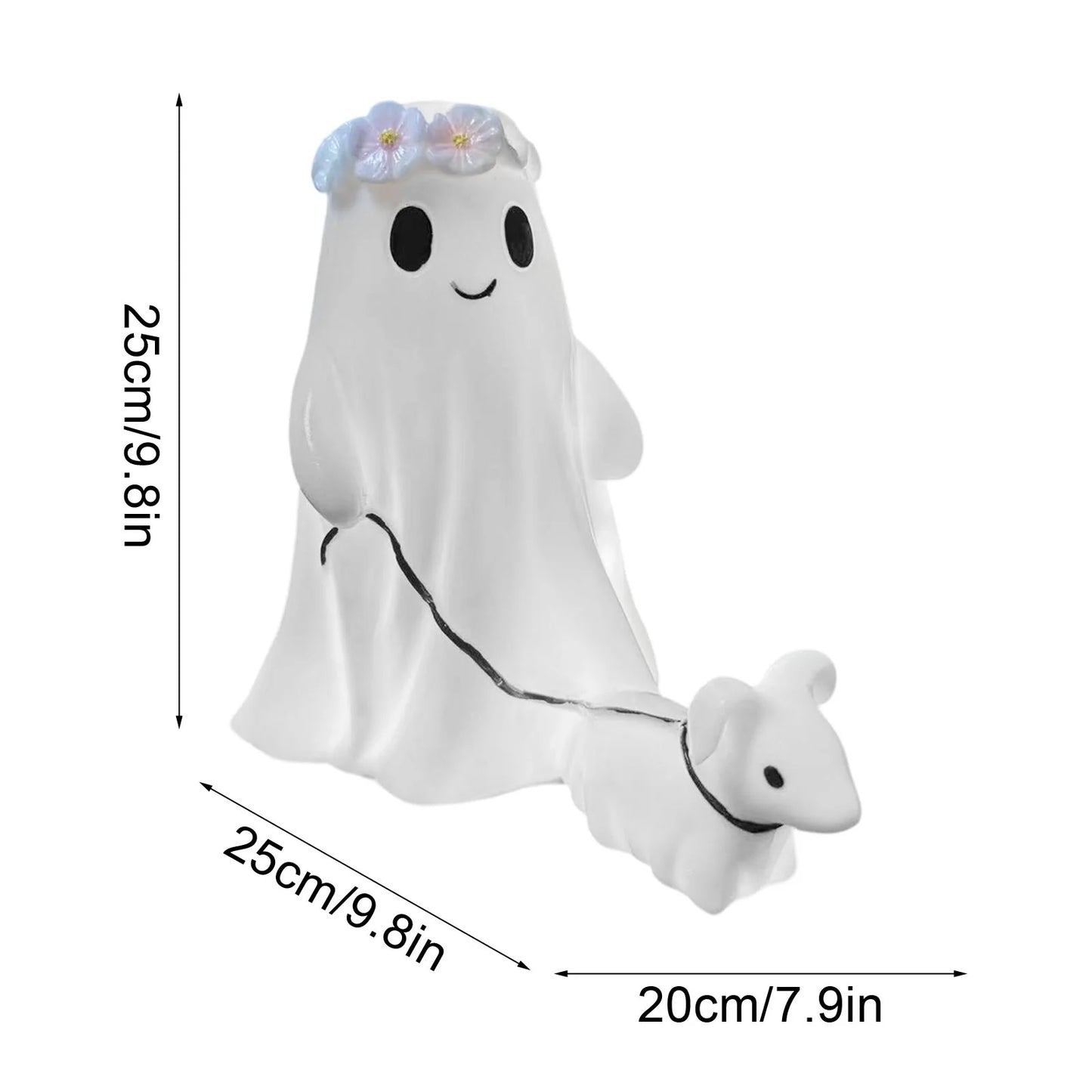 Clearance 2025!Ghost Walking Dog Statue, Ghost Walking Dog Statue,Ghost Walking His Ghost Dog Ghost Dog Statues Spooky Ghost Dog Figurine Home Tabletop Decorations, Figurines,Night Light,