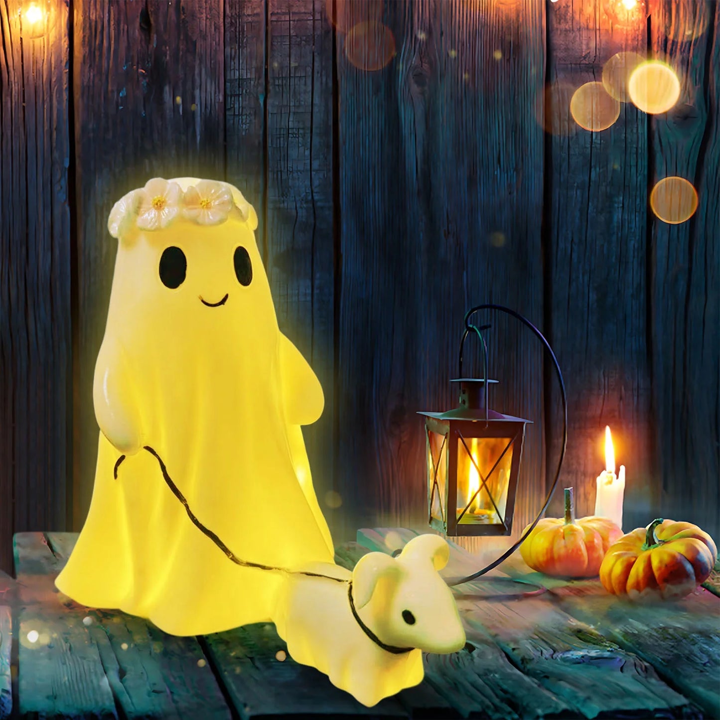 Clearance 2025!Ghost Walking Dog Statue, Ghost Walking Dog Statue,Ghost Walking His Ghost Dog Ghost Dog Statues Spooky Ghost Dog Figurine Home Tabletop Decorations, Figurines,Night Light,