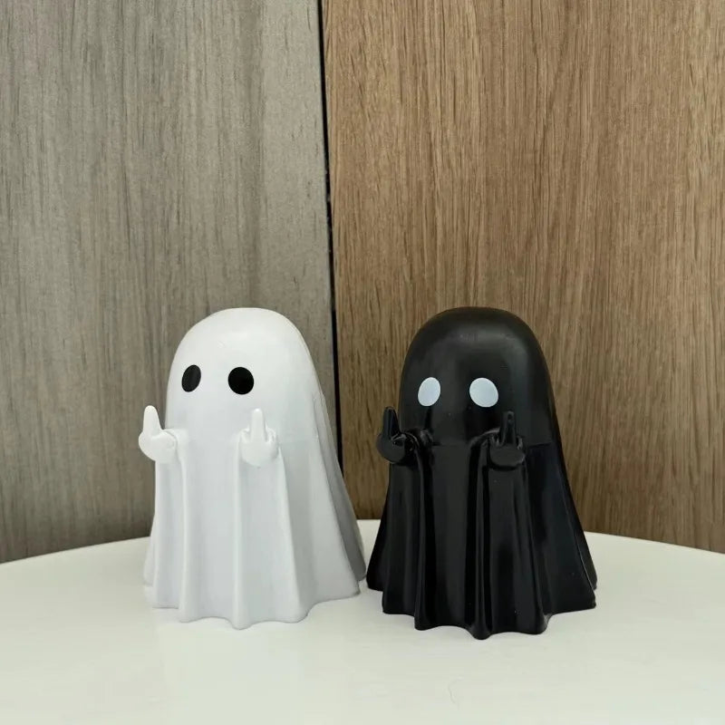 Ornaments Halloween Ghost Figure Middle Finger Creative Cute Little Ghost Decorative Resin Crafts Home Ornaments