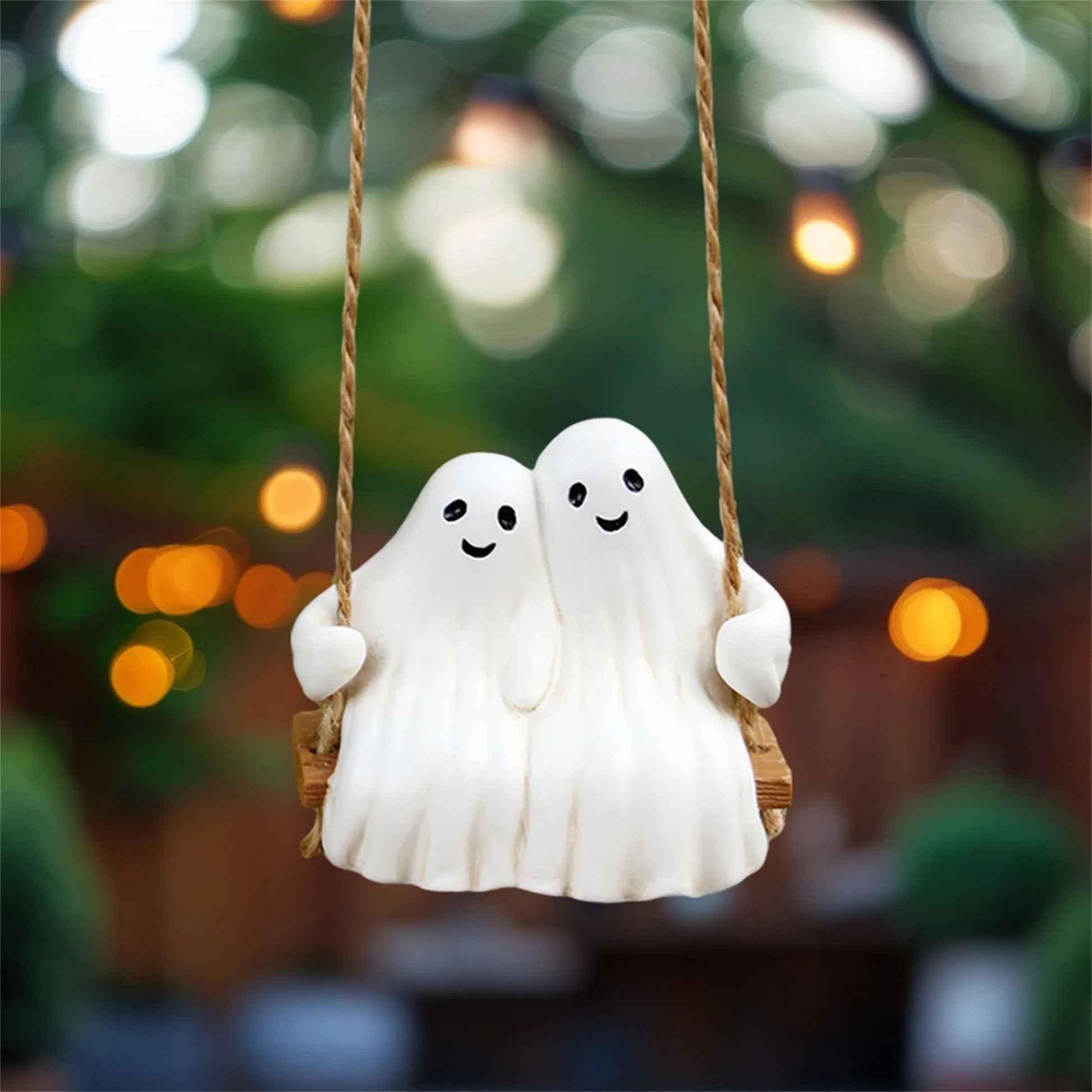 Spooky Halloween Skeleton Duo Figurine Adorable Skeletons Swinging Statue Yard Decor Hanging Outdoor Ornaments